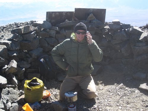 Satellite phone call from White Mountain Peak