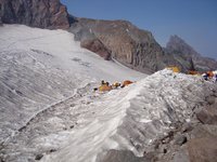 Camp on the Cowlitz Glacier